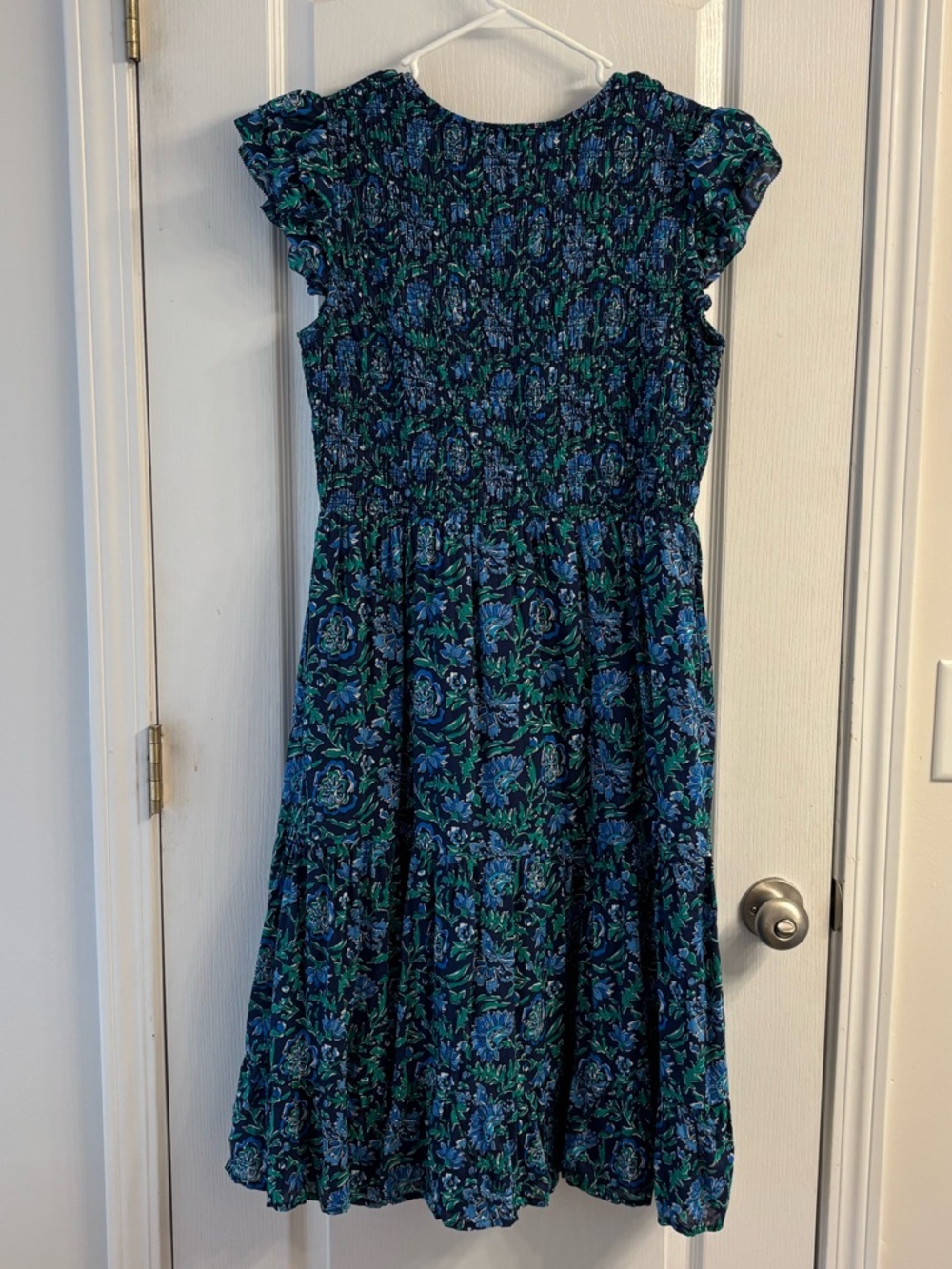 Vineyard Vibes Blue & Green Midi Dress sz L - Picture 2 of 4